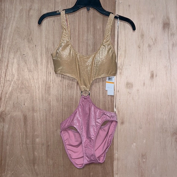 Salt + Cove Precious Metals Cut Out Monokini Swimsuit, Blush Pink Sz SMALL - Picture 2 of 12